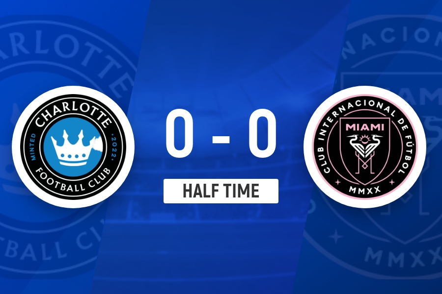 完美世界-半场-迈阿密0-0夏洛特 苏亚雷斯推射造险阿巴达失单刀